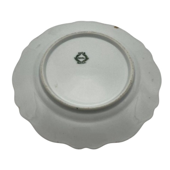 O&E.G. Royal Austria Serving Plate with Blue Floral Design and Gold Trim Used - Picture 2 of 2